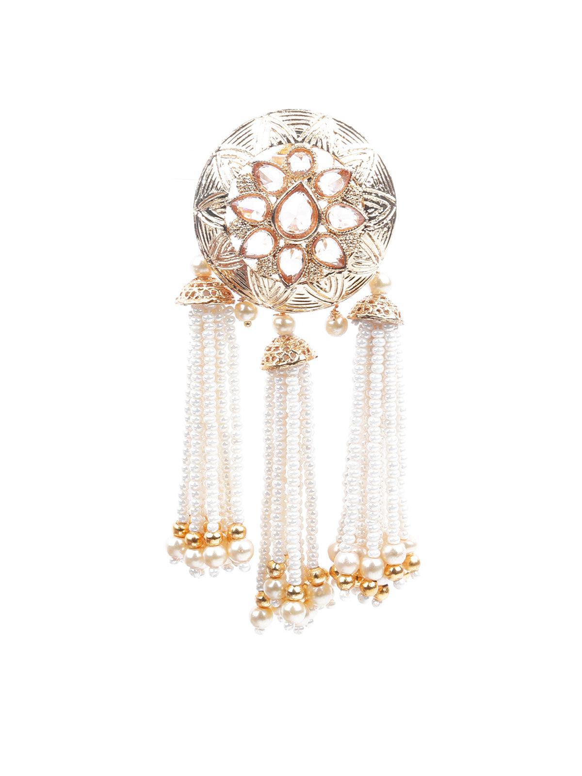 Women's Gold And White Dangler Earring
