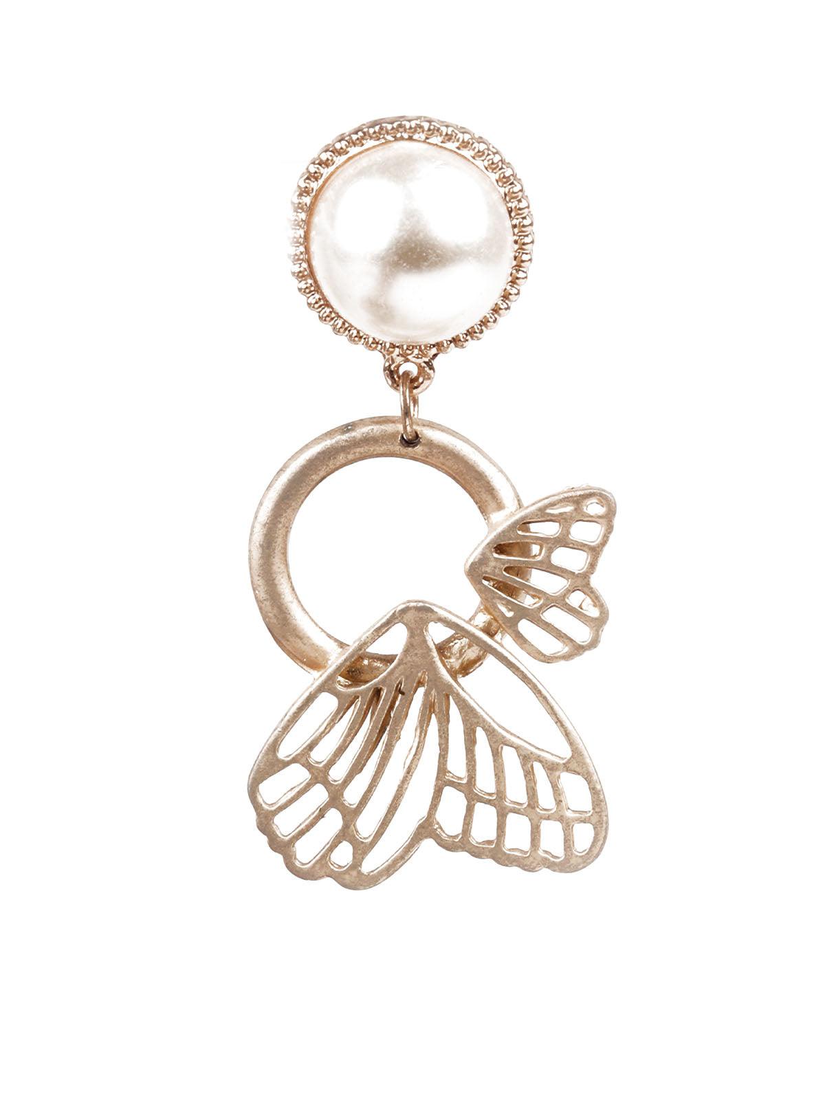 Women's Gold And White Dangler Earring