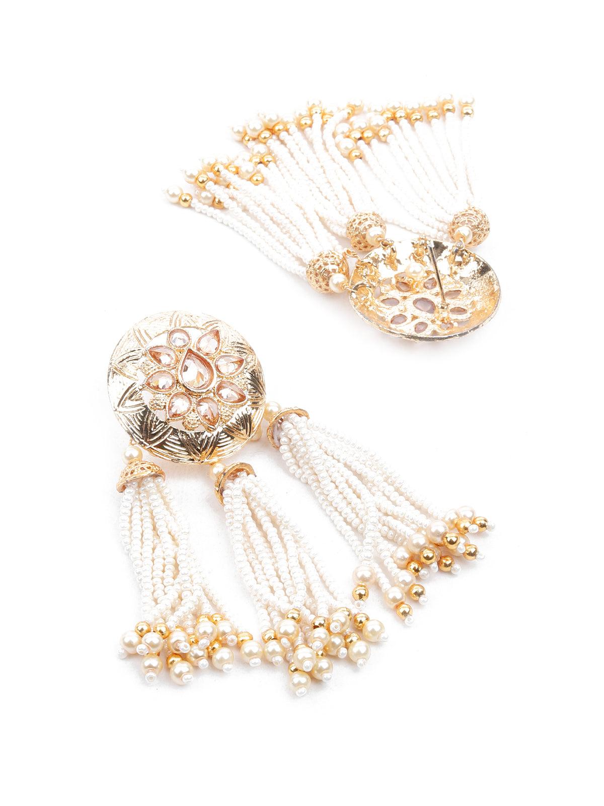 Women's Gold And White Dangler Earring
