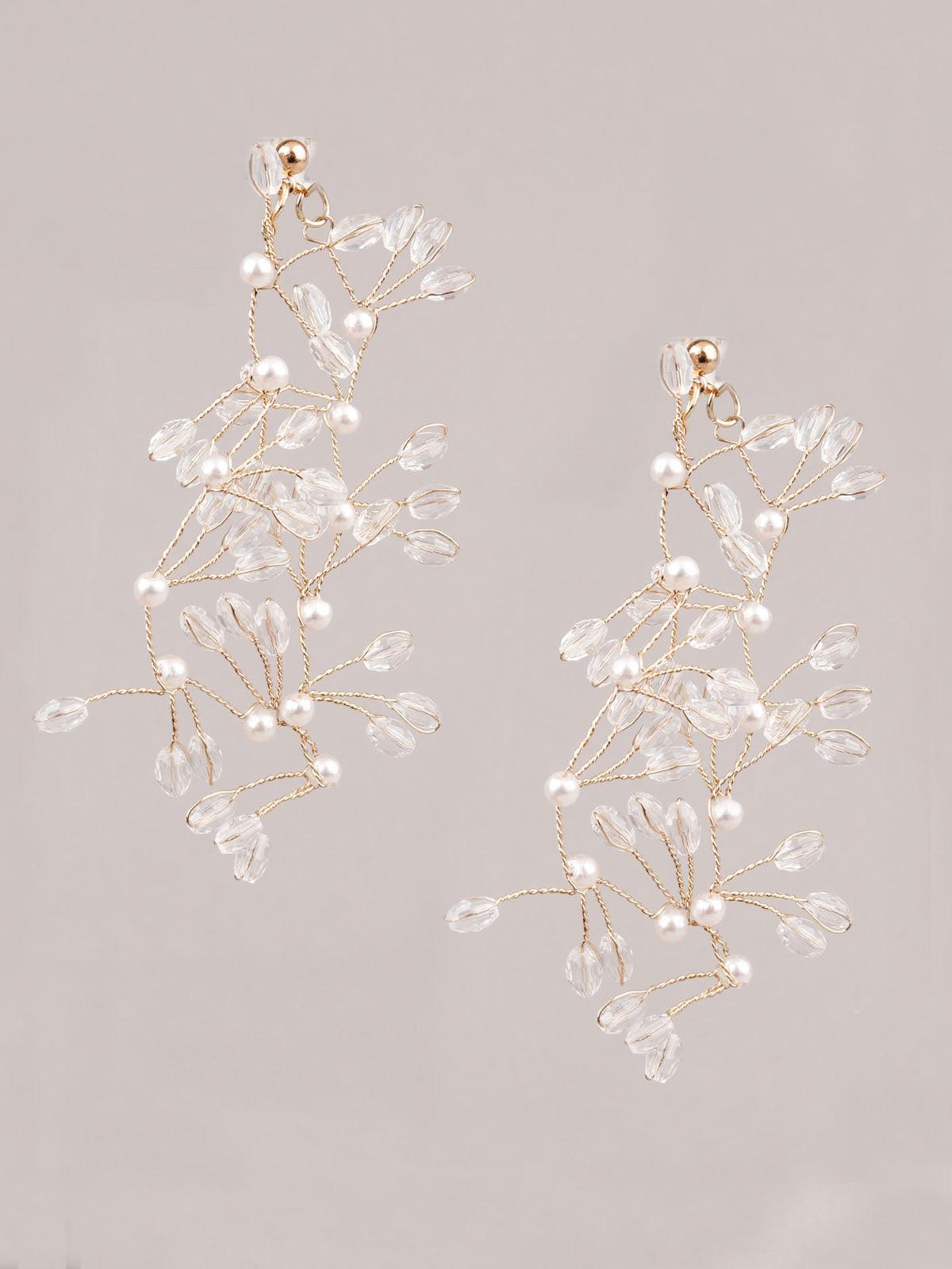 Women's Gold And White Hoop Earring
