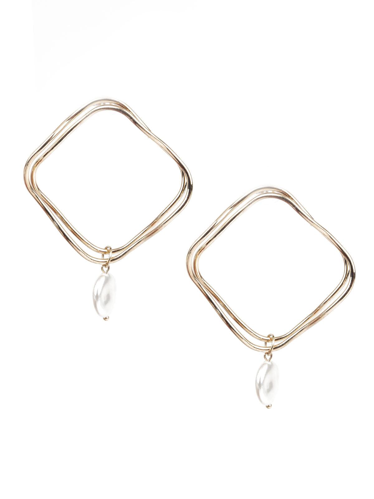 Women's Gold And White Hoop Earring
