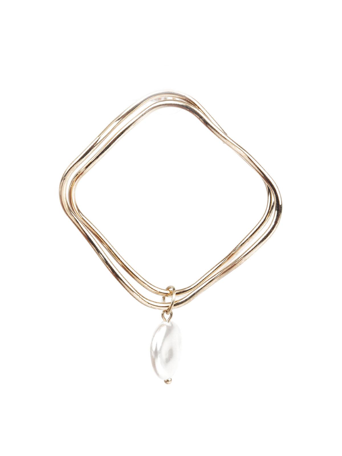 Women's Gold And White Hoop Earring