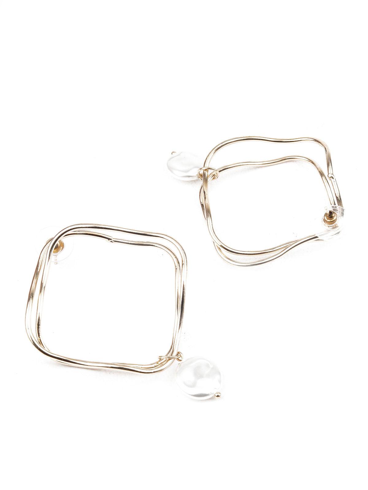 Women's Gold And White Hoop Earring