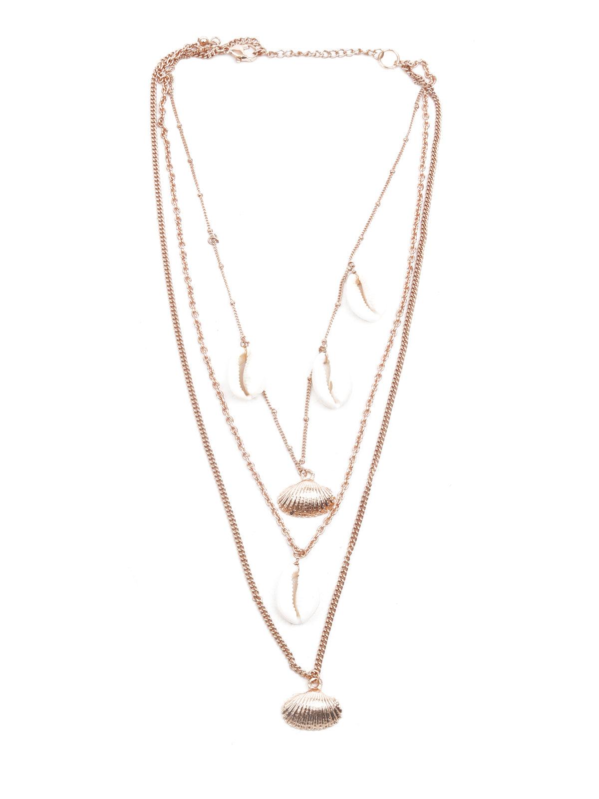 Women's Gold And White Shell Neck Piec