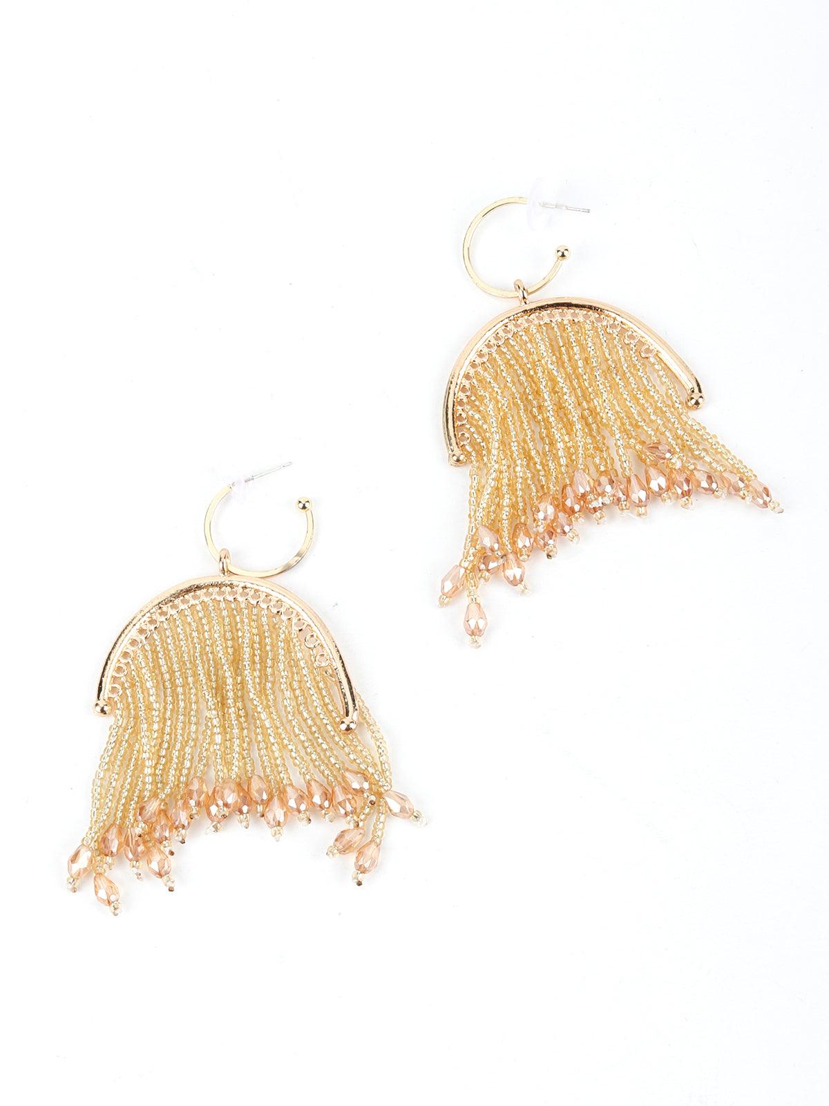Women's Gold Beads Tassels Earring