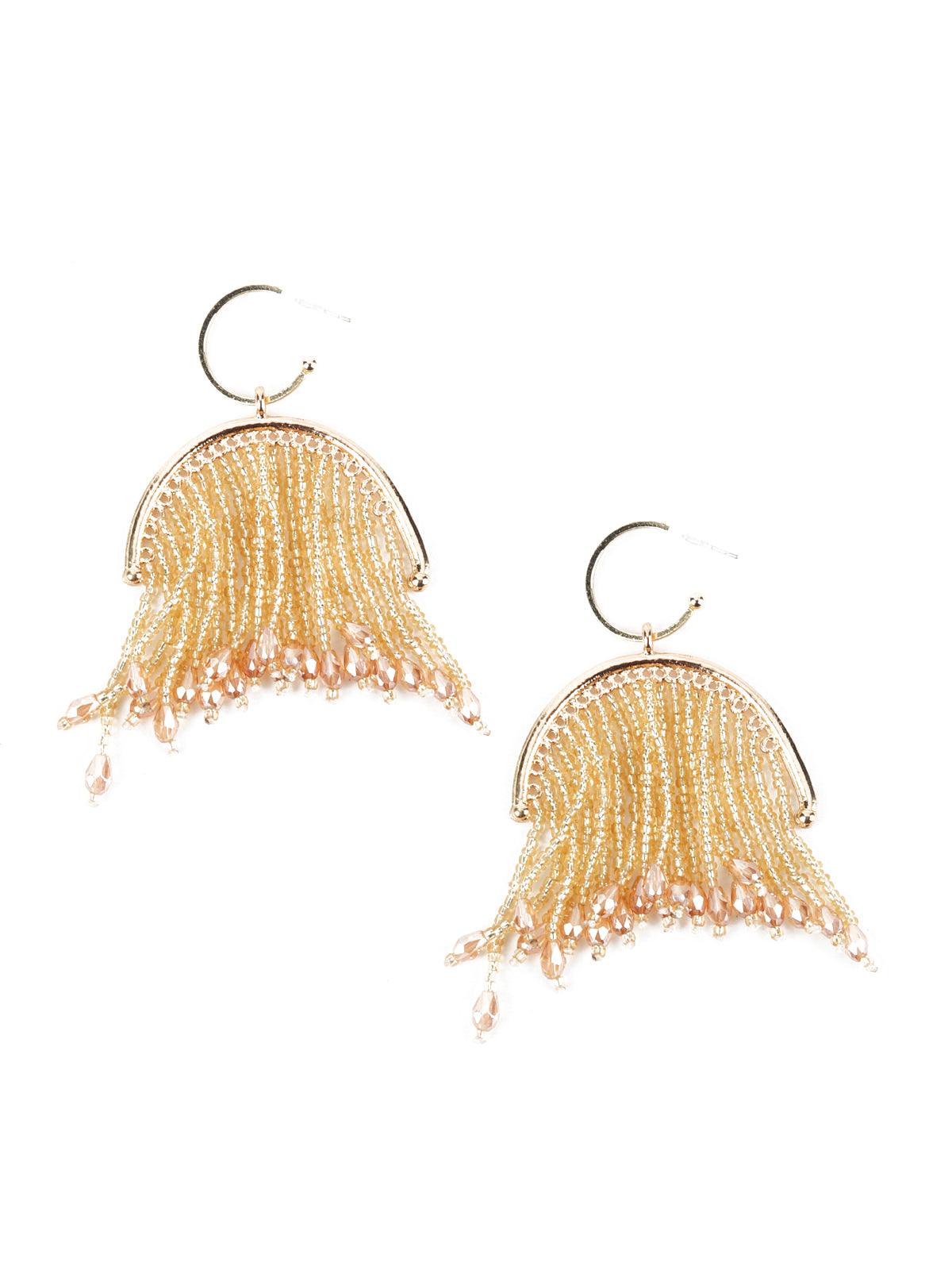 Women's Gold Beads Tassels Earring
