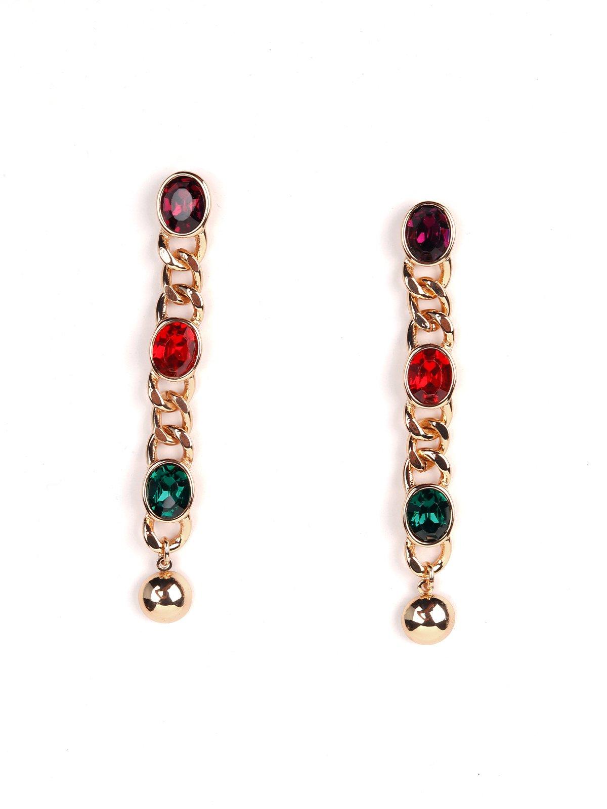 Women's Gold Chained Gem Stone Earring