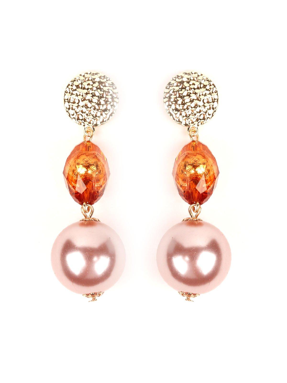 Women's Gold Orange And Rose Gold Drop Earring