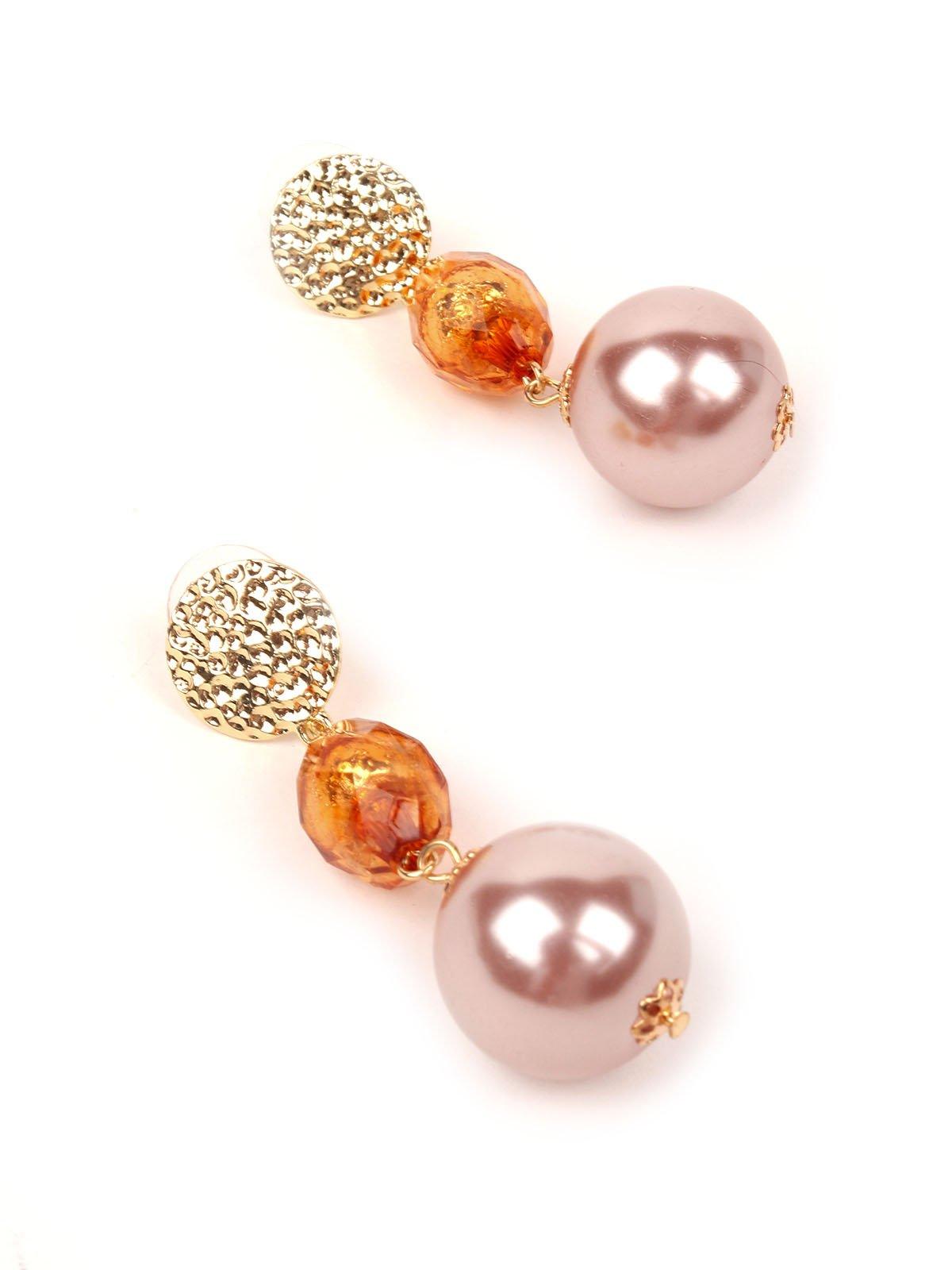 Women's Gold Orange And Rose Gold Drop Earring