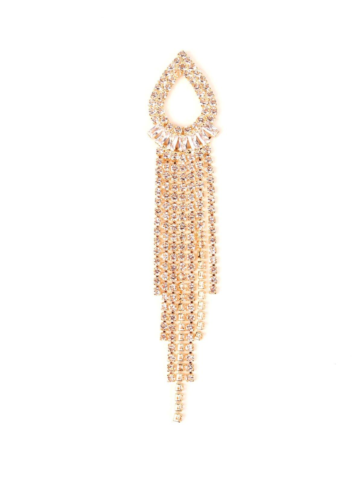 Women's Gold Sparkly Crystal Drop Tassel Earring