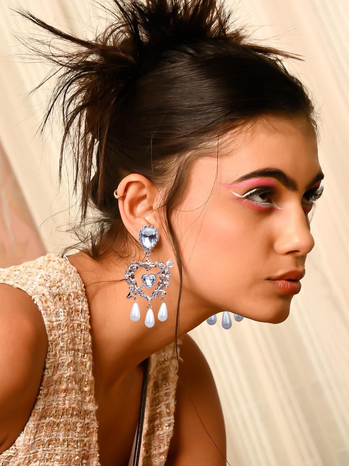 Women's Gold Textured Drop Earring