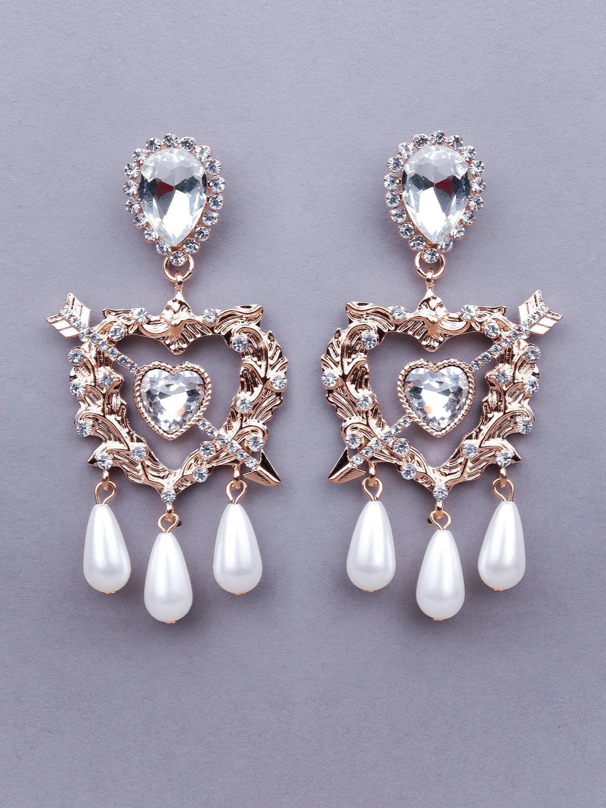 Women's Gold Textured Drop Earring