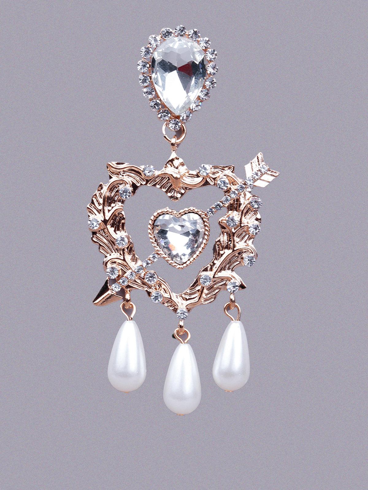 Women's Gold Textured Drop Earring