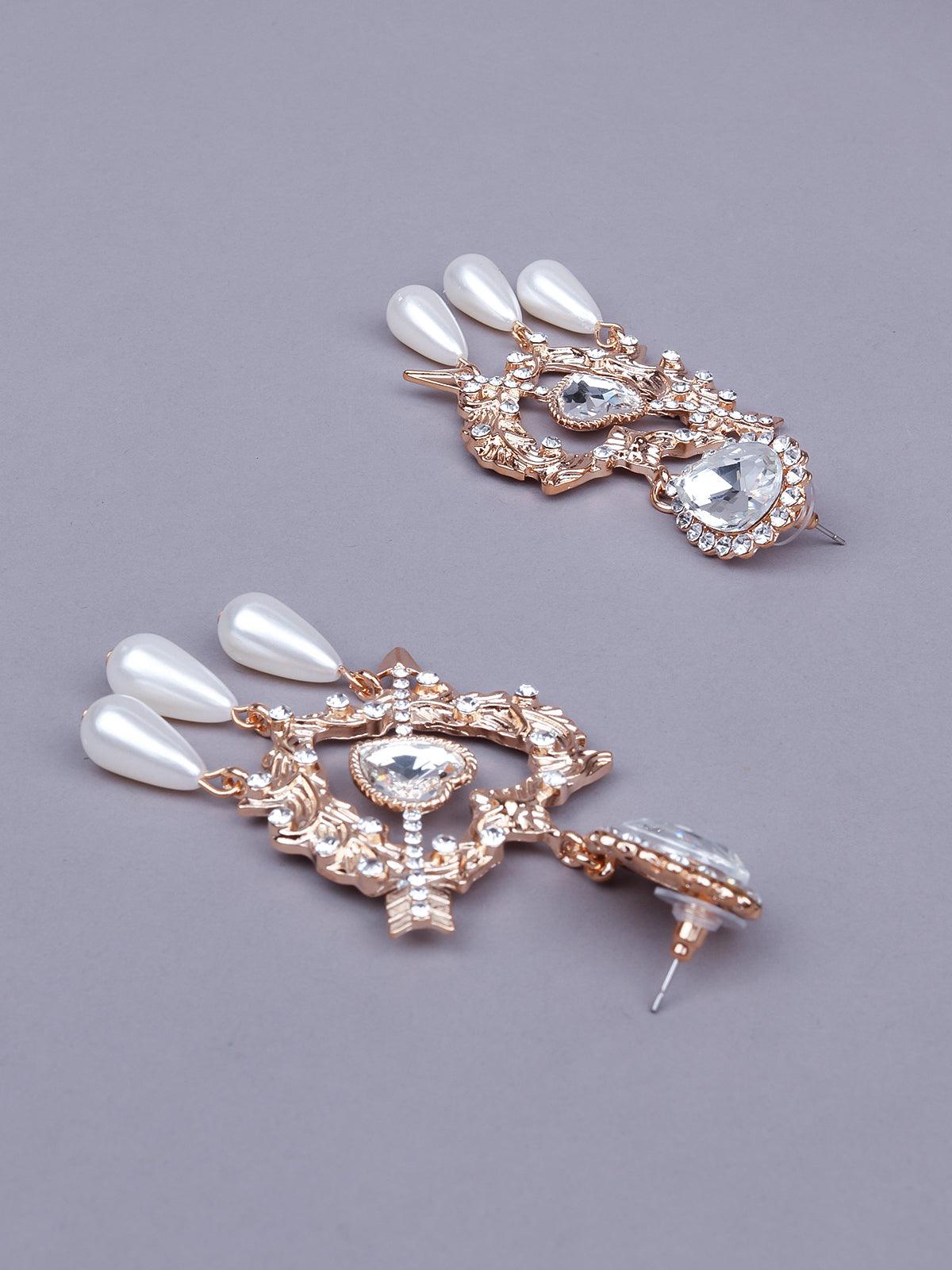 Women's Gold Textured Drop Earring