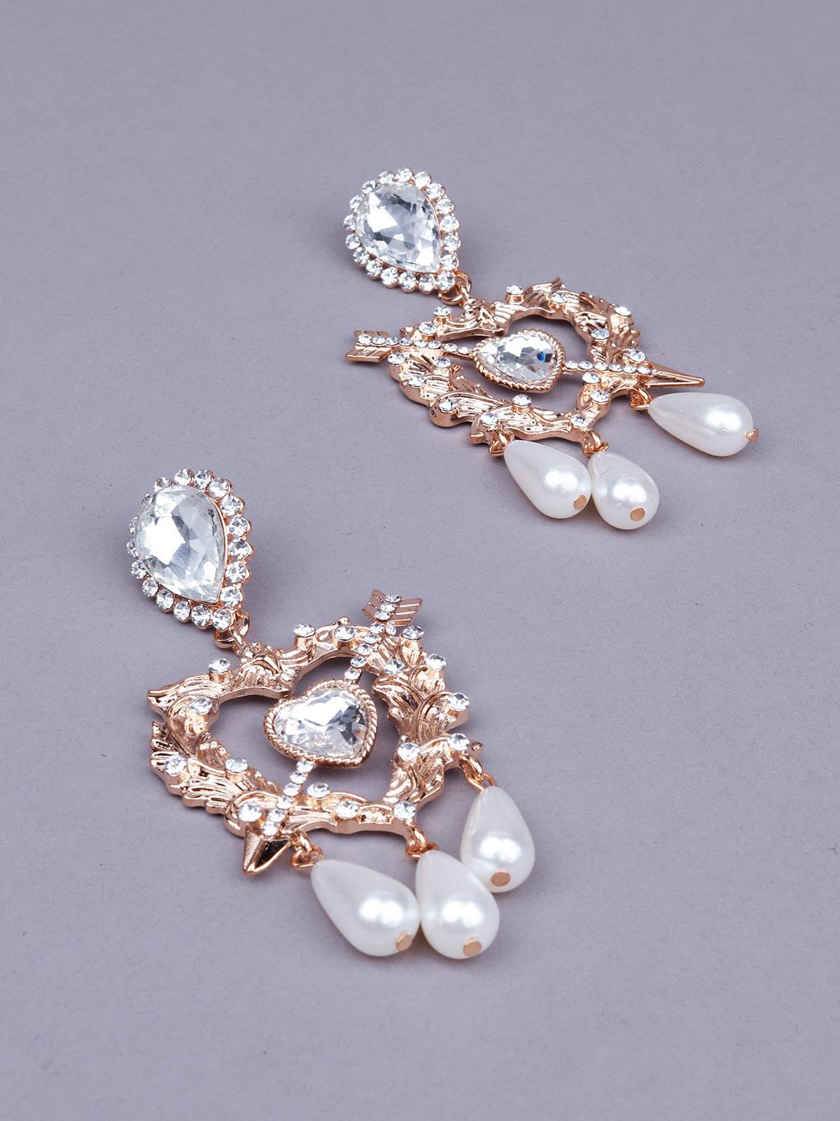 Women's Gold Textured Drop Earring