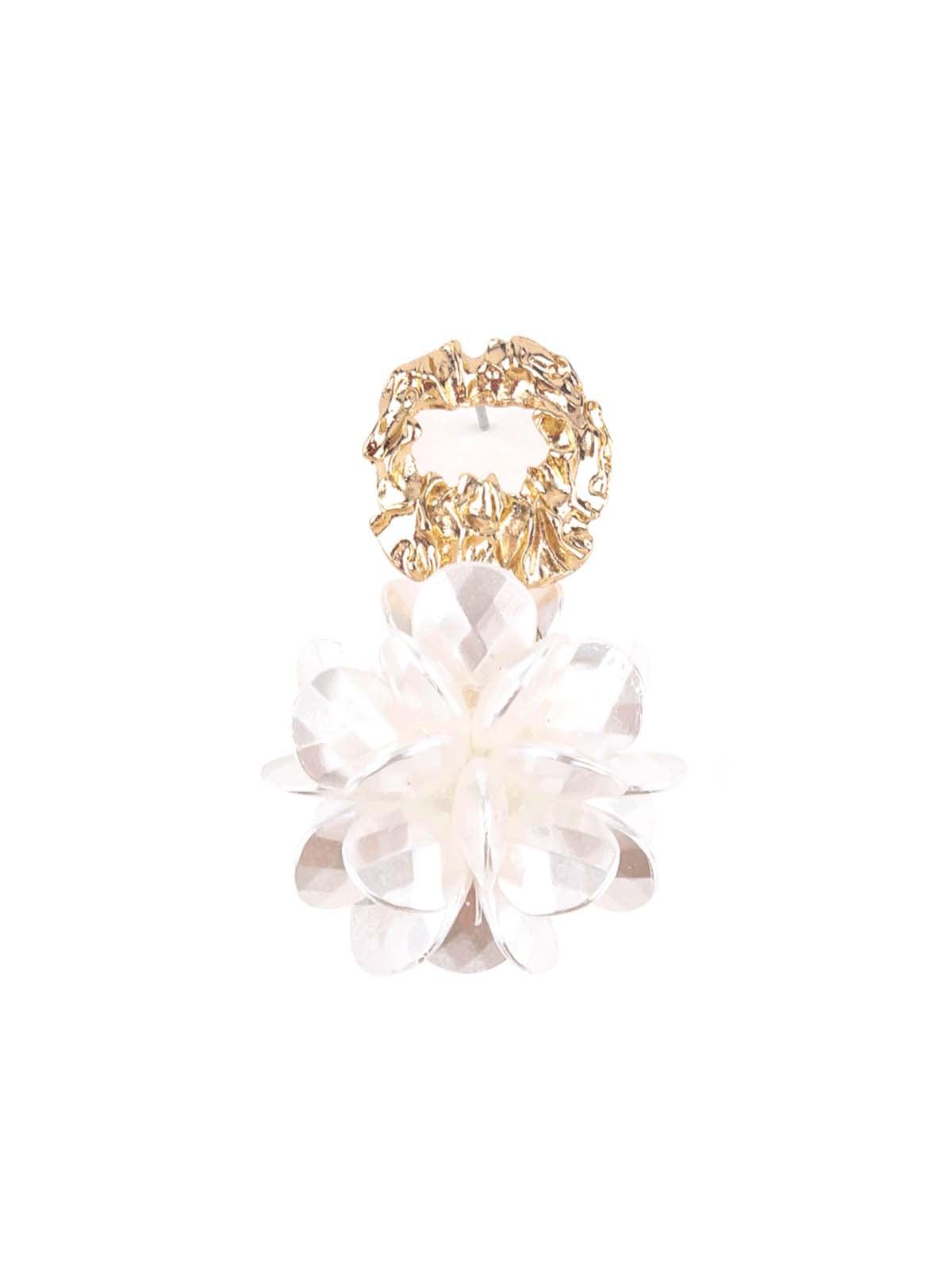 Women's Gold Textured Floral Earrings For Wome
