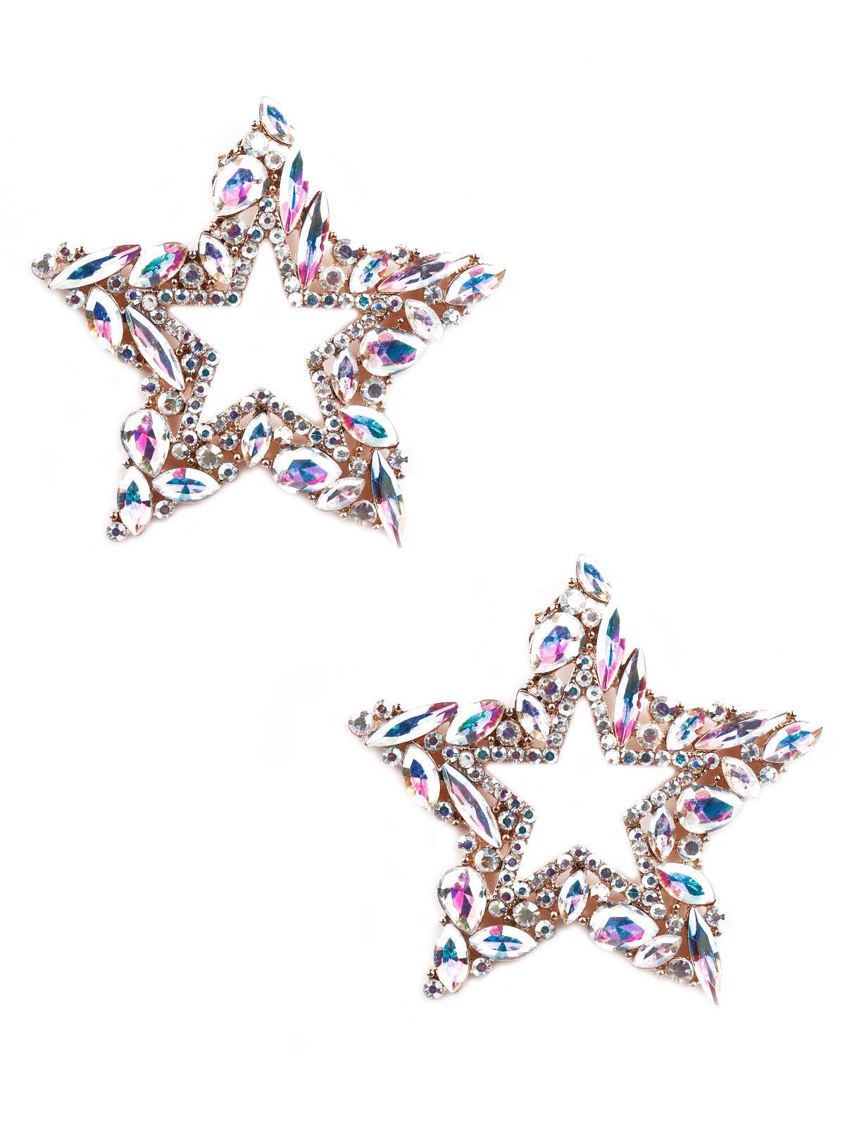 Women's Gold Textured Star-Shaped Earring
