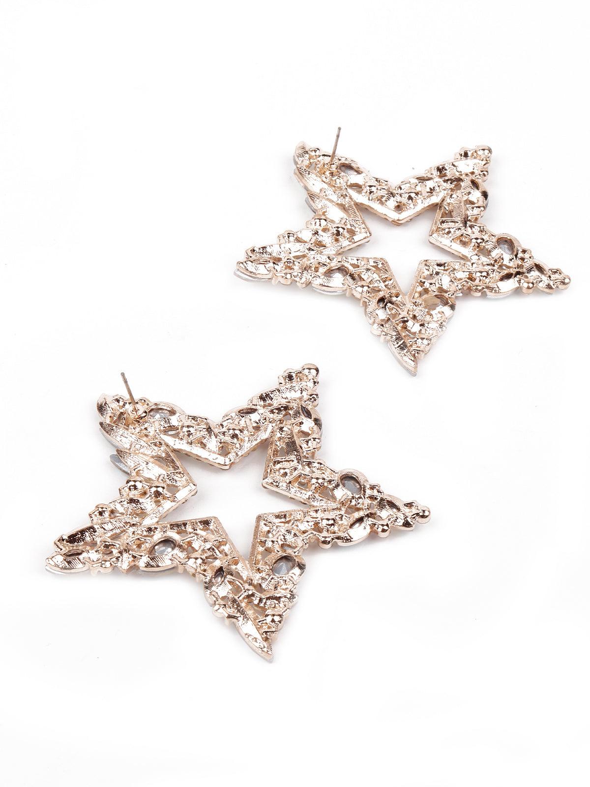 Women's Gold Textured Star-Shaped Earring