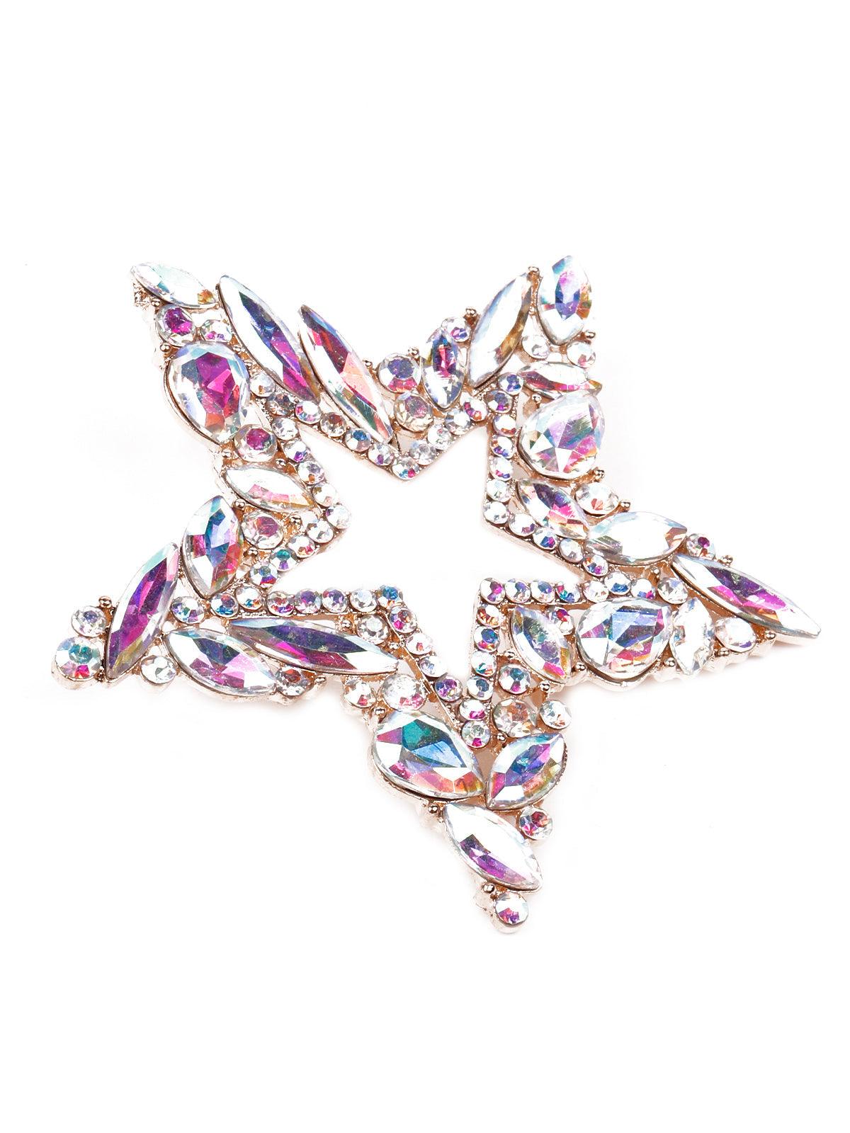 Women's Gold Textured Star-Shaped Earring