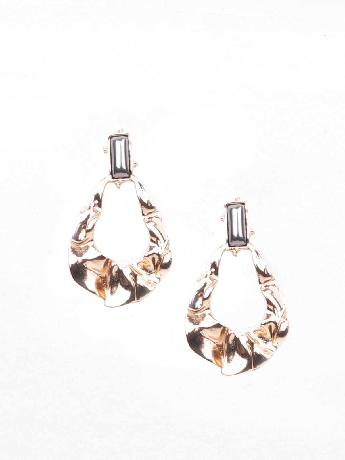 Women's Gold Textured Statement Earring