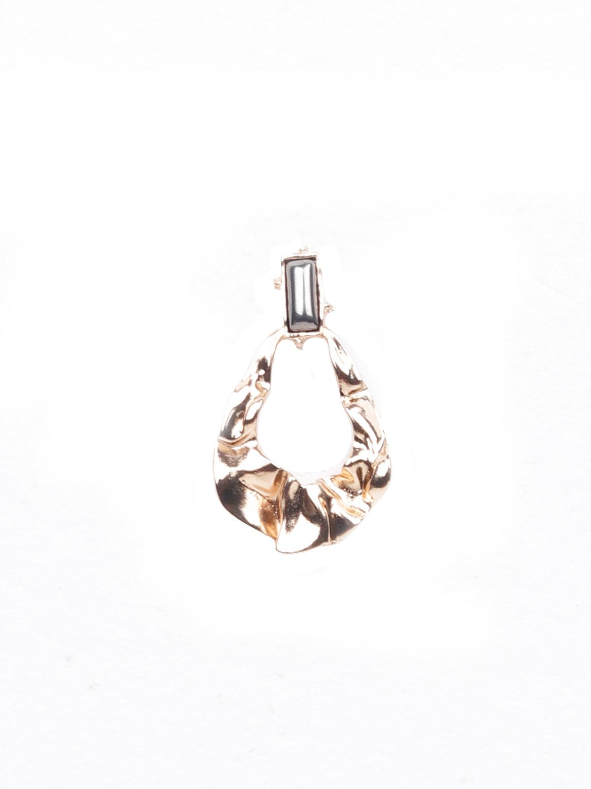 Women's Gold Textured Statement Earring
