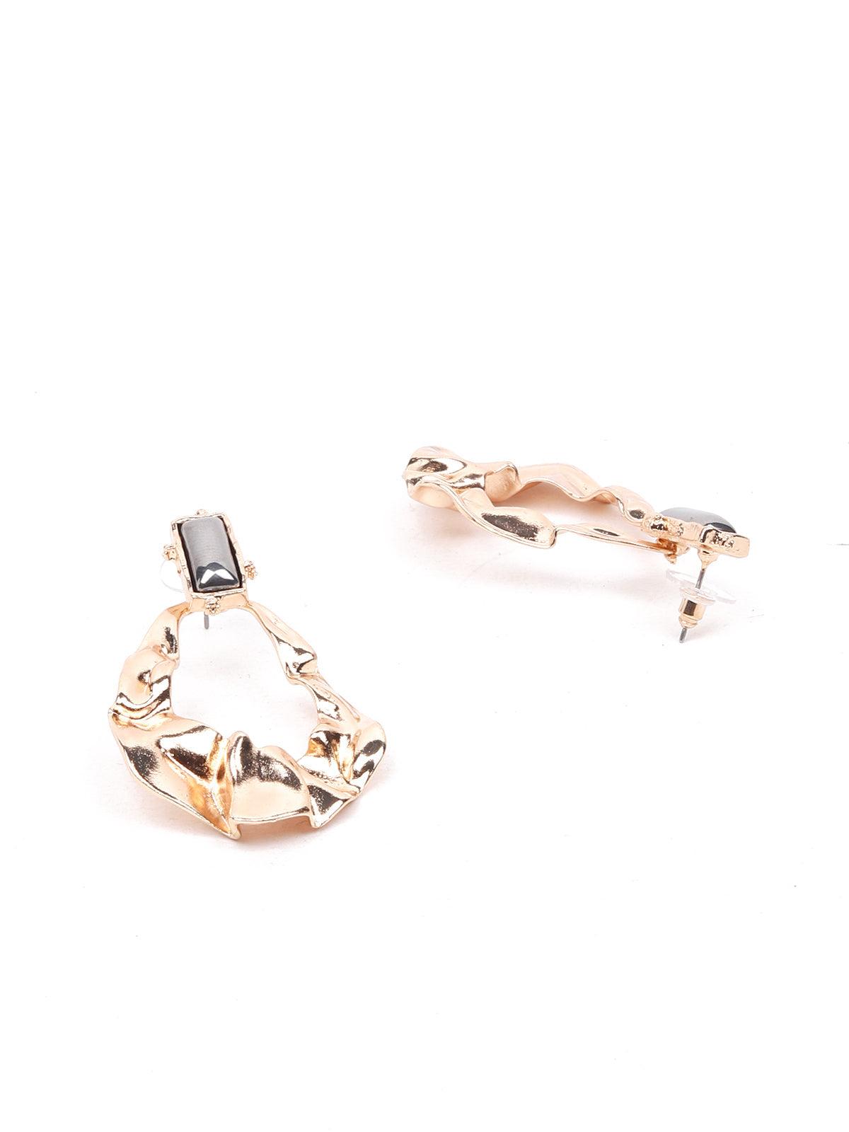 Women's Gold Textured Statement Earring