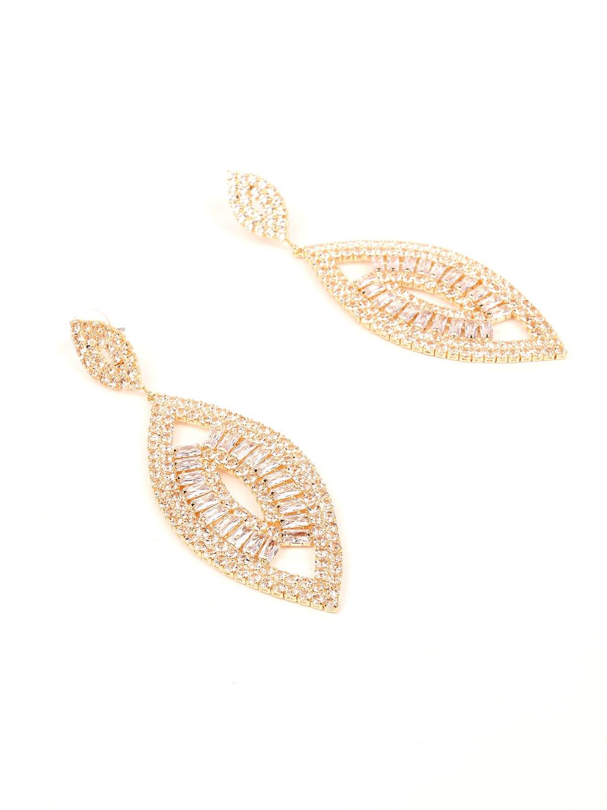 Women's Gold-Tone Crystal Drop Elegant Earring