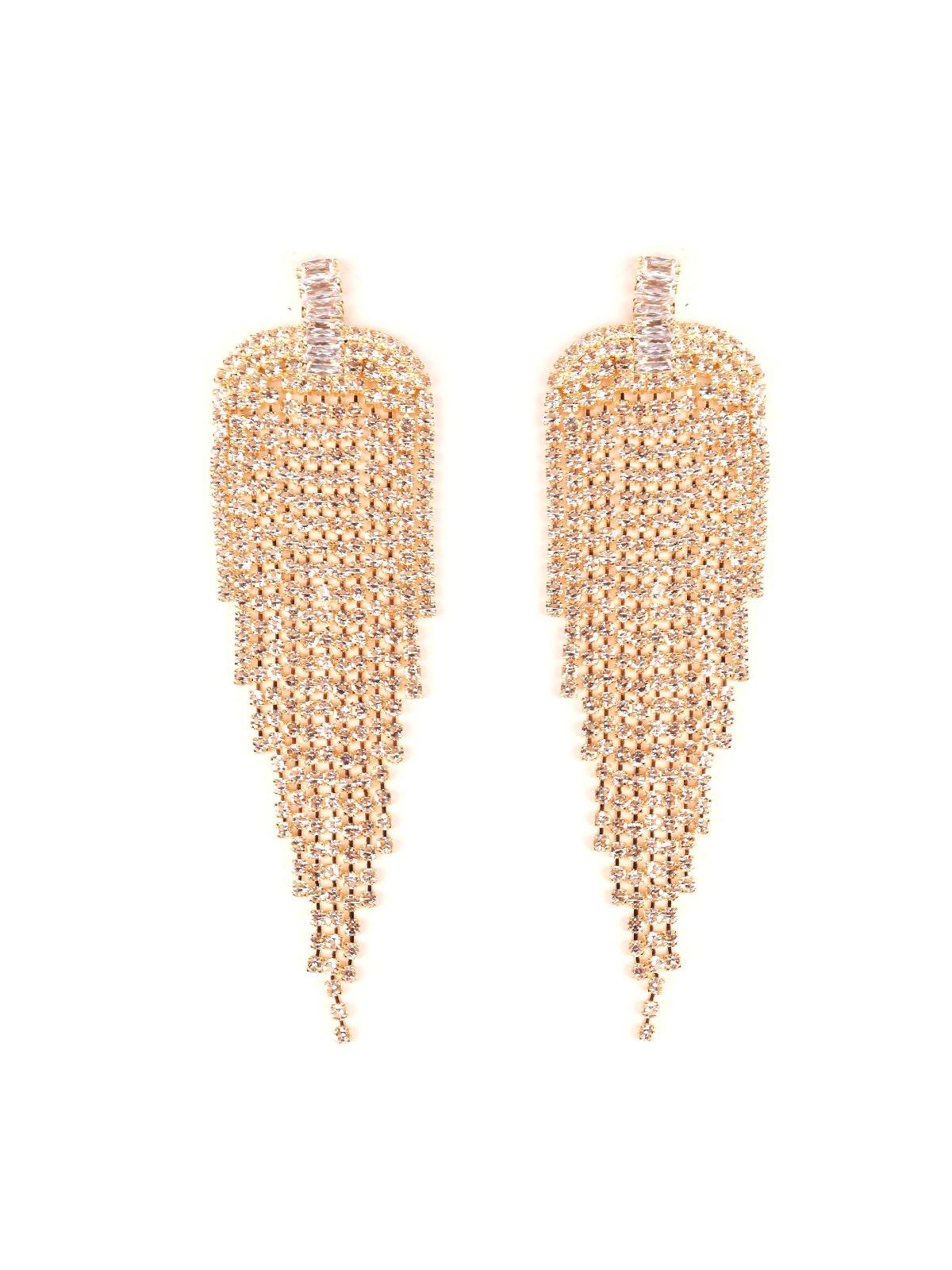 Women's Gold-Tone Crystal Drop Tassel Earring