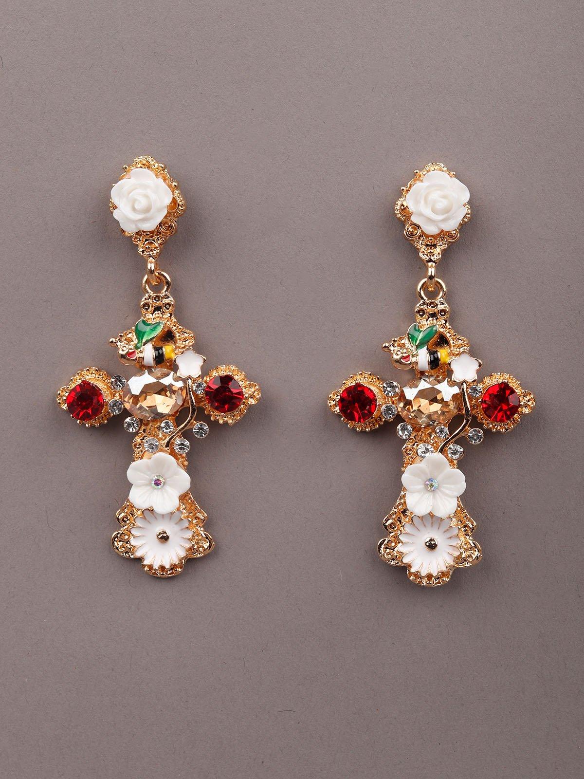 Women's Gold-Tone Crystal Embellished Drop Earring