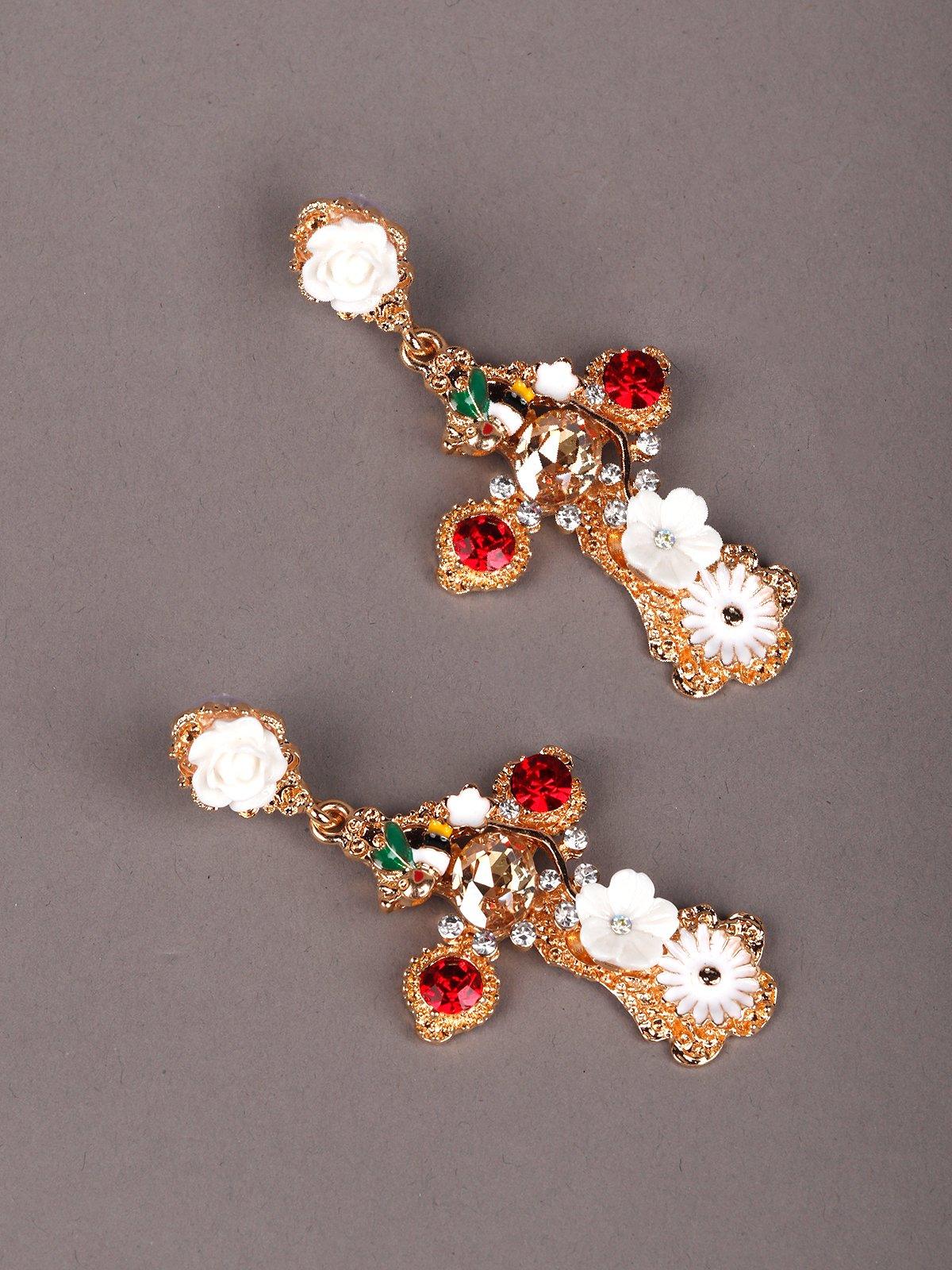 Women's Gold-Tone Crystal Embellished Drop Earring