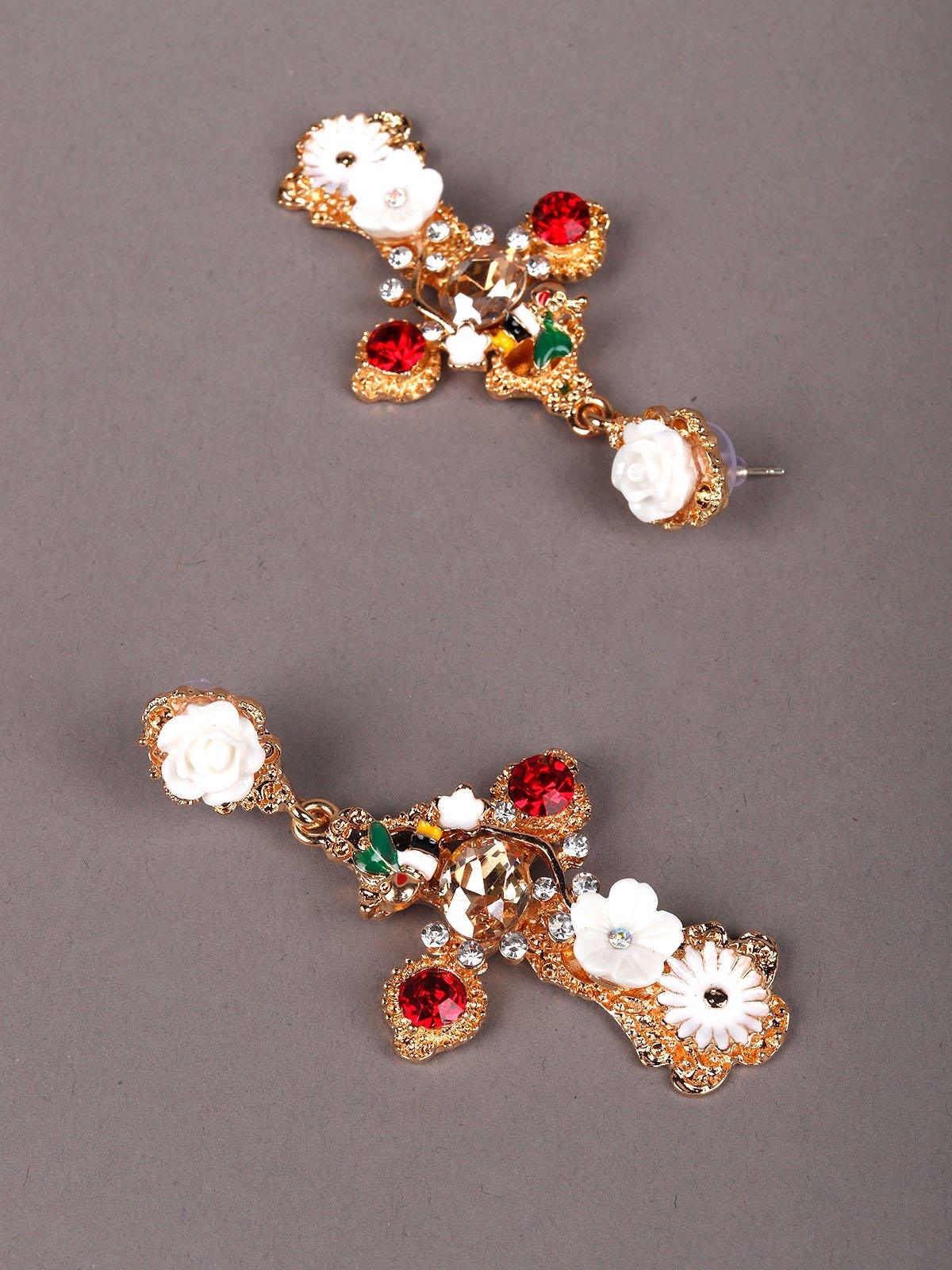 Women's Gold-Tone Crystal Embellished Drop Earring
