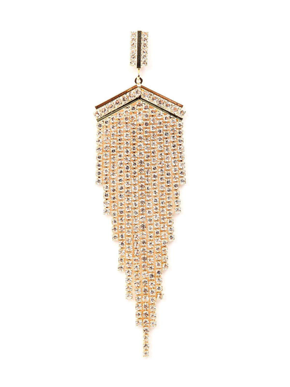 Women's Gold-Tone Crystal-Embellished High-Low Tassel Earring