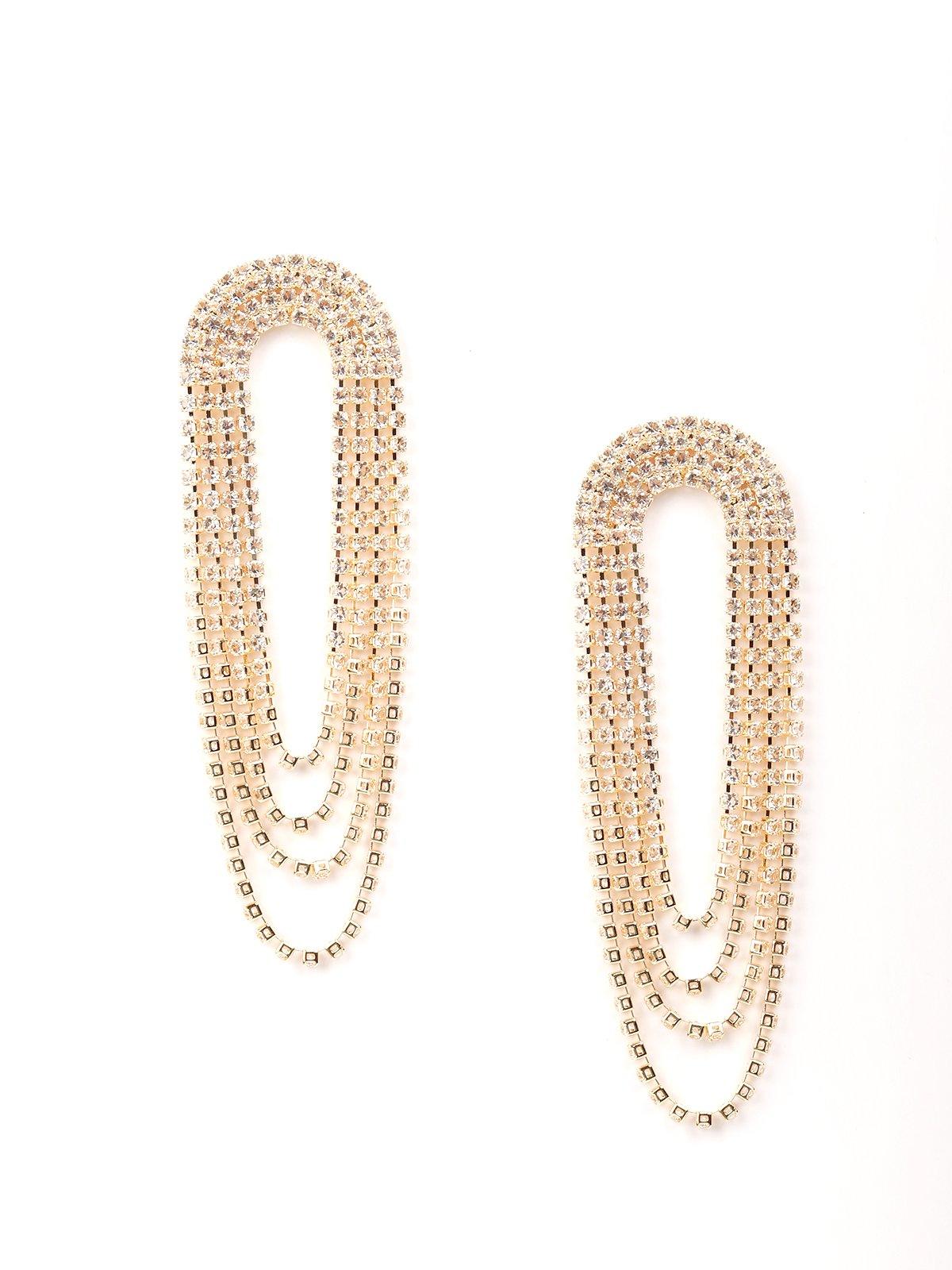 Women's Gold-Tone Crystal-Embellished Looped Statement Earring