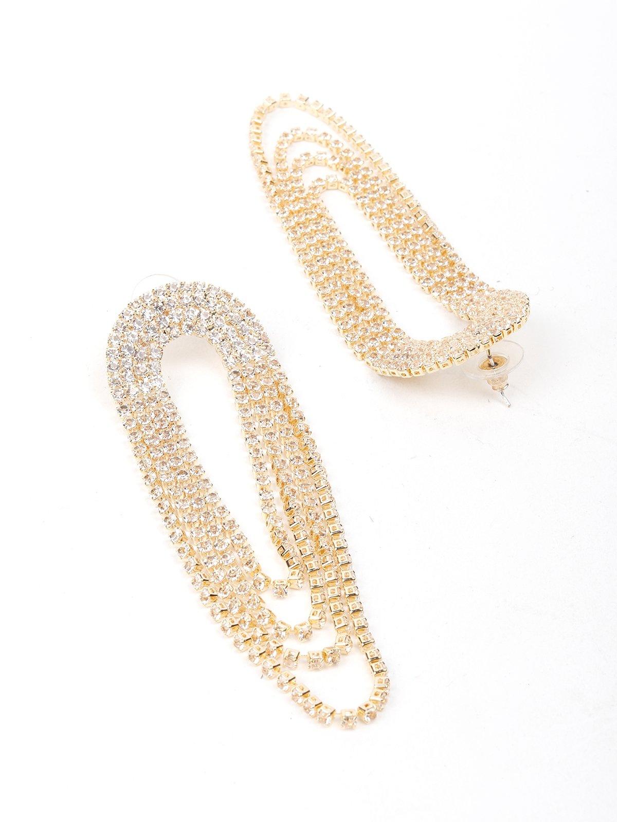 Women's Gold-Tone Crystal-Embellished Looped Statement Earring