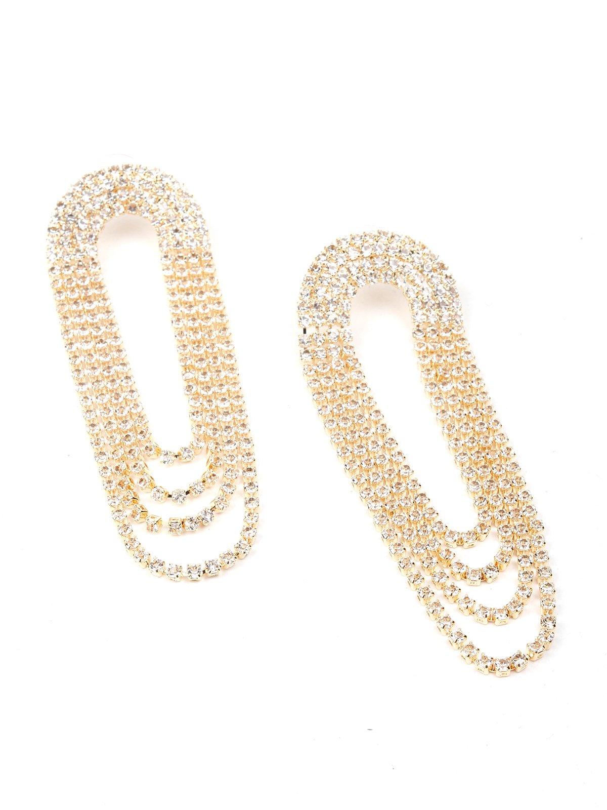 Women's Gold-Tone Crystal-Embellished Looped Statement Earring