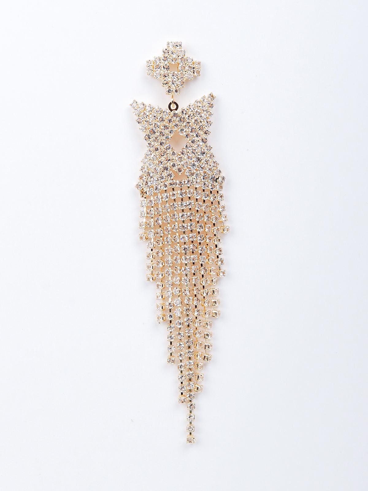 Women's Gold-Tone Crystal Star Tassel Earring