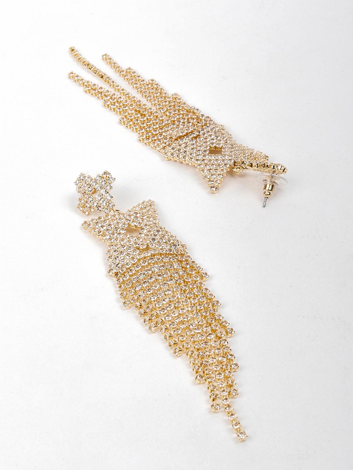 Women's Gold-Tone Crystal Star Tassel Earring