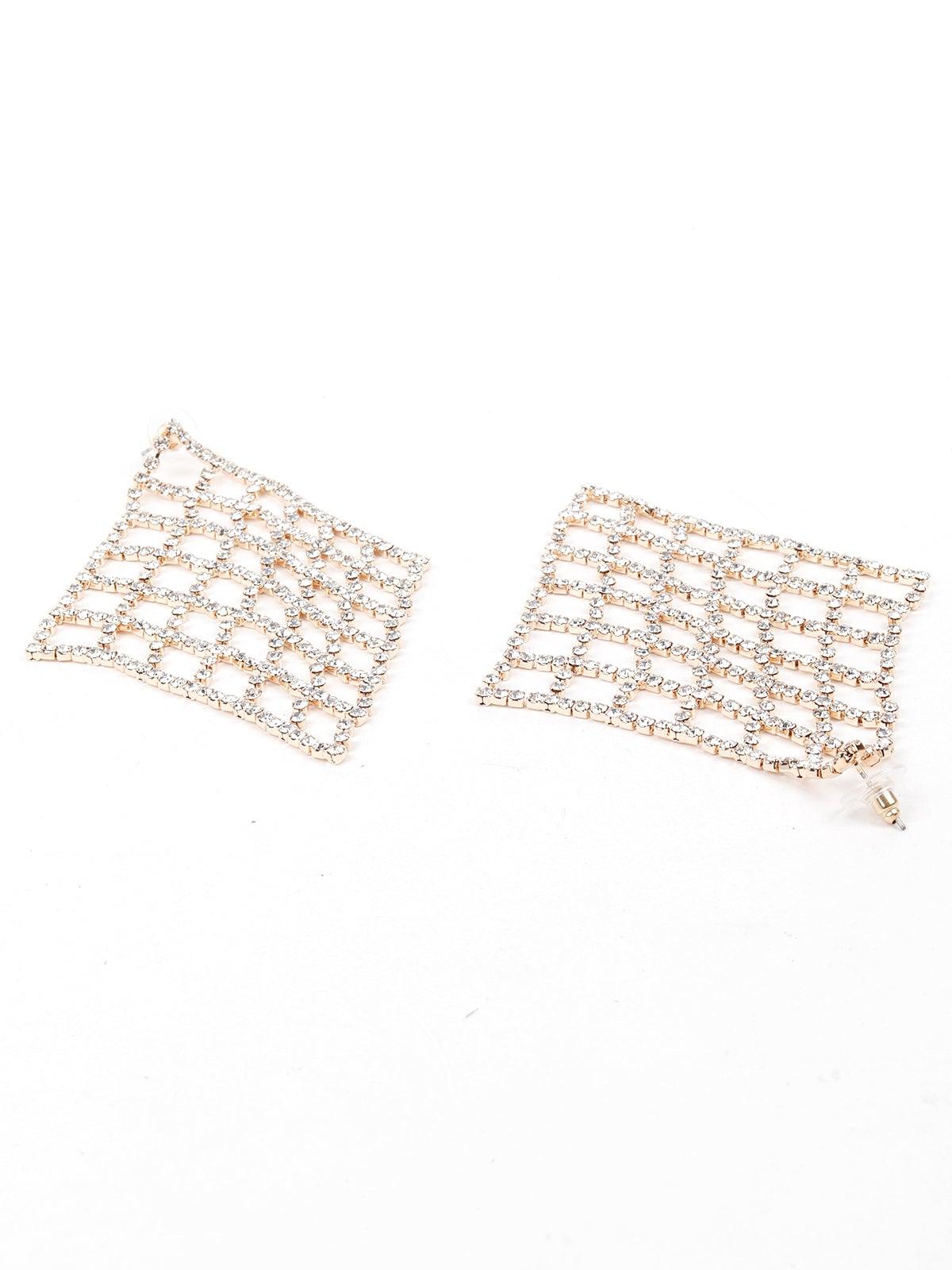 Women's Gold-Tone Diamond Shaped Studded Earring