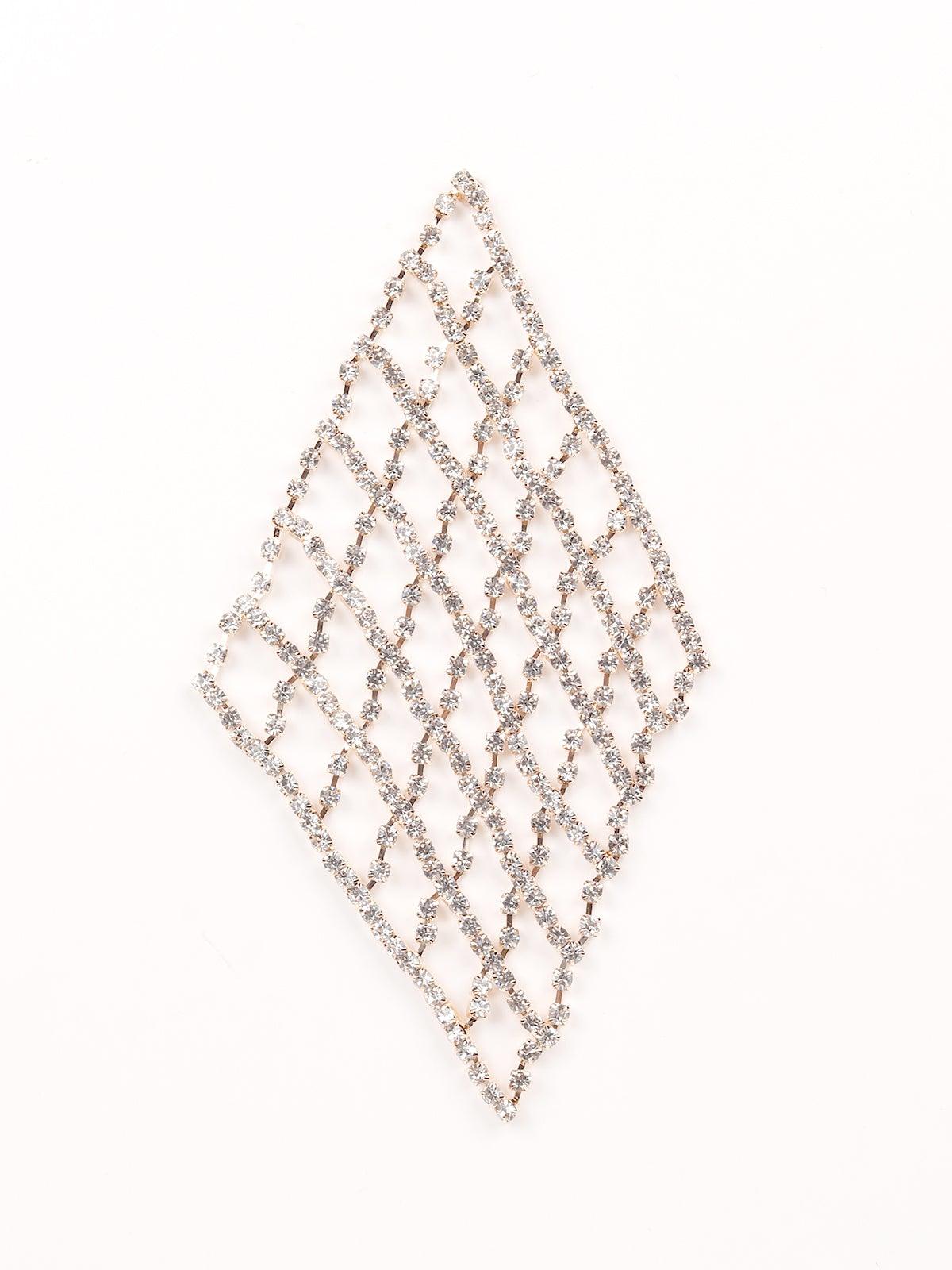 Women's Gold-Tone Diamond Shaped Studded Earring