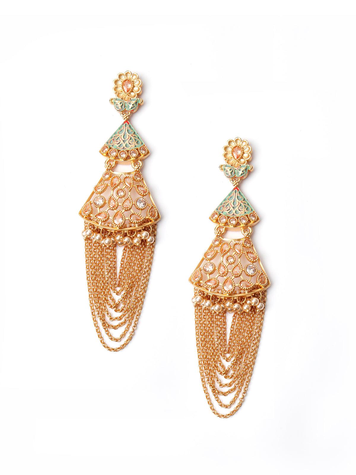 Women's Gold Tone Geo Dangle Earring