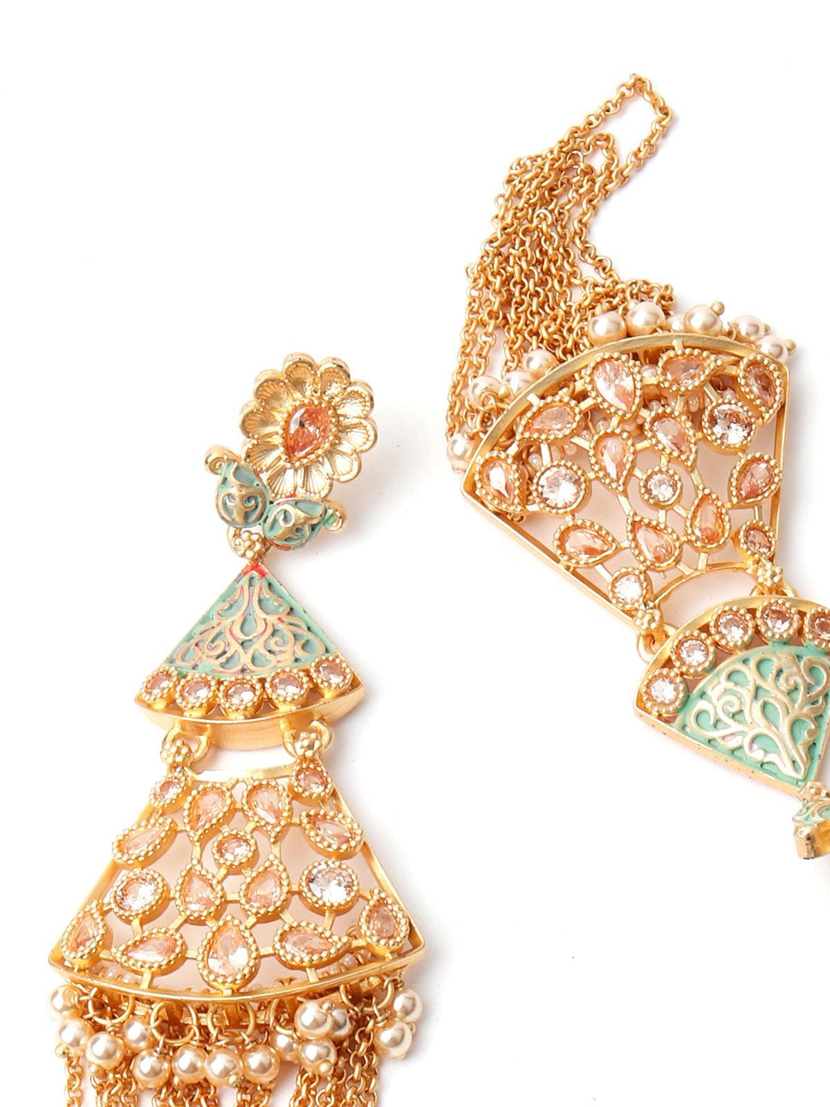 Women's Gold Tone Geo Dangle Earring