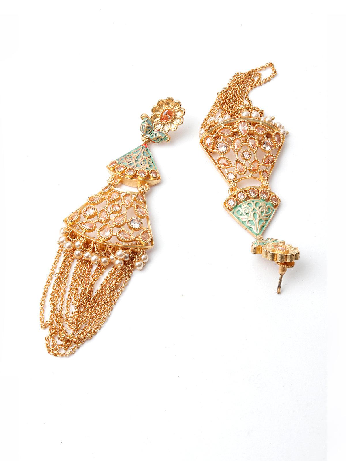 Women's Gold Tone Geo Dangle Earring