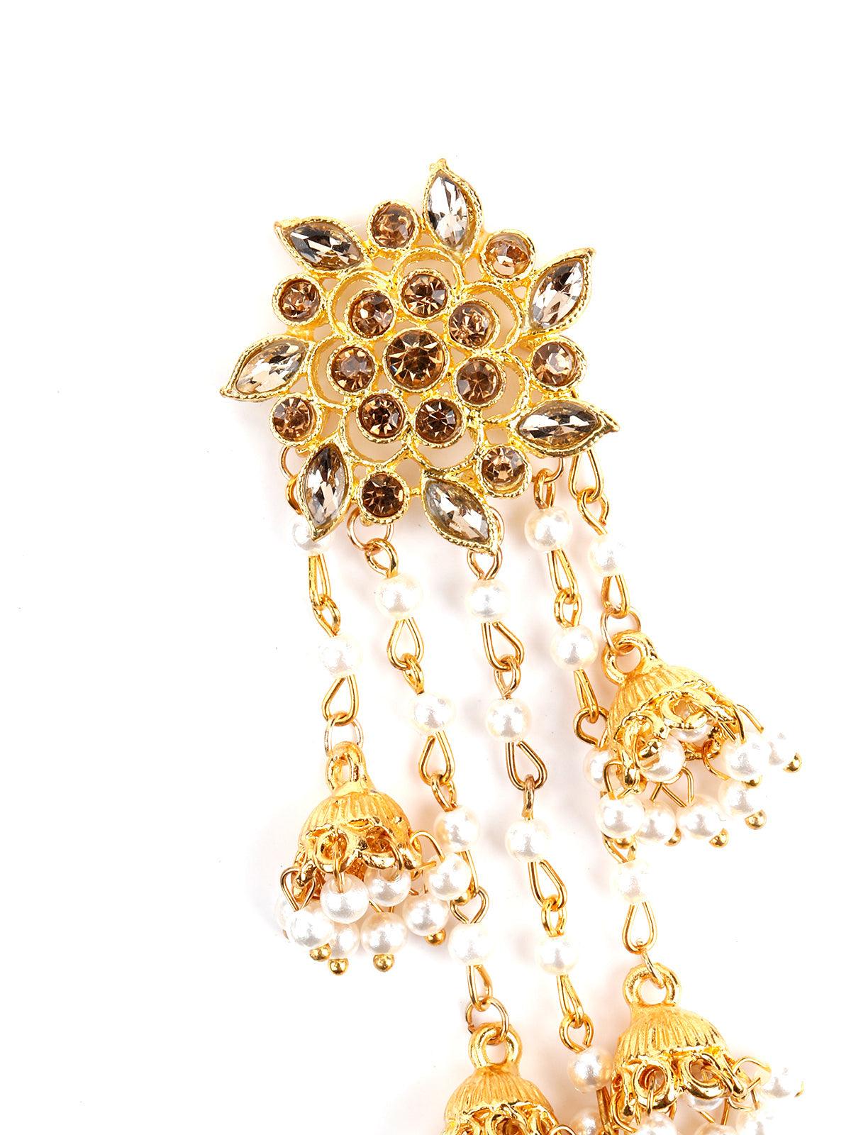 Women's Gold Tone Multistring Jhumki Dangle Earring