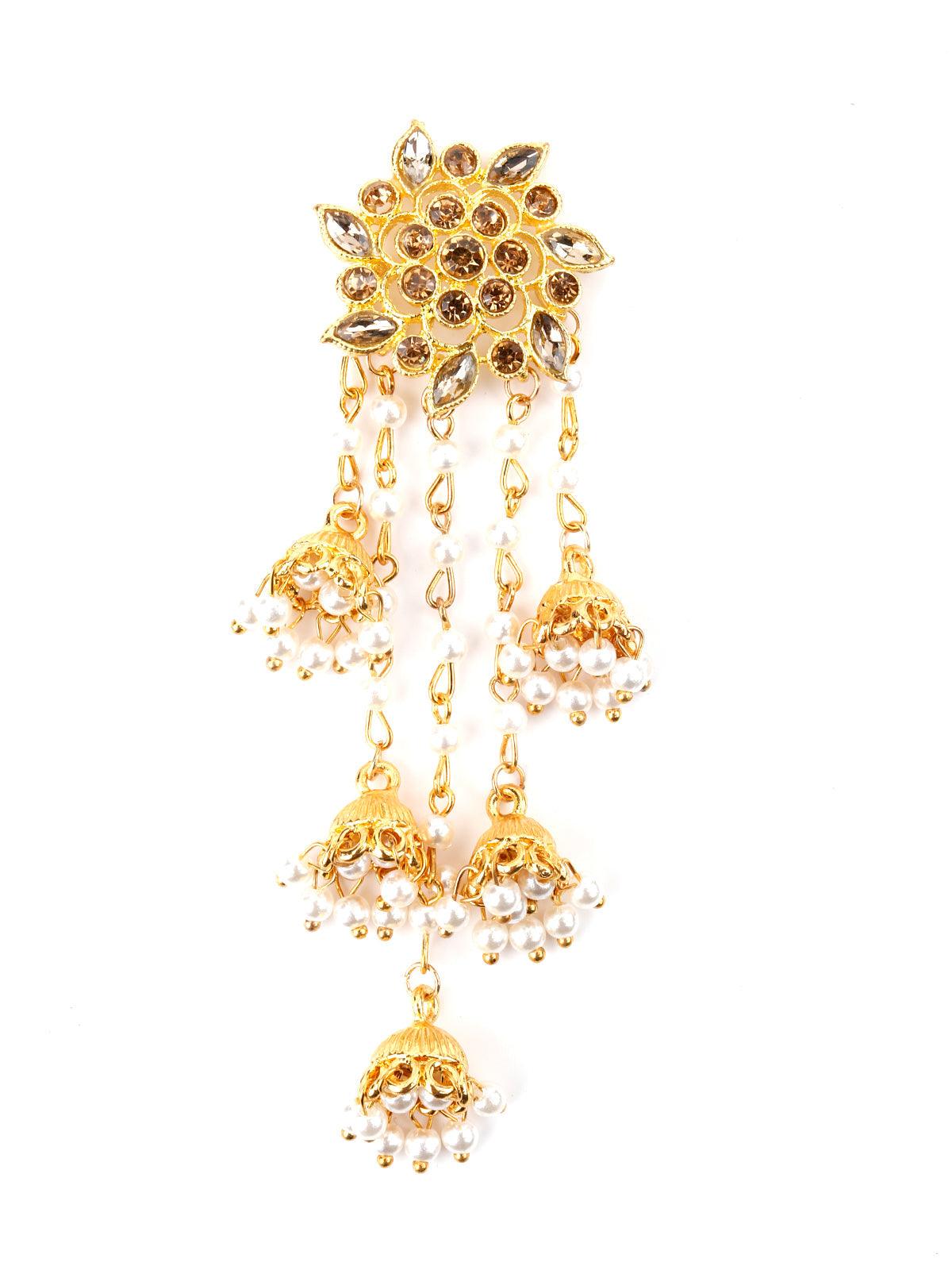 Women's Gold Tone Multistring Jhumki Dangle Earring