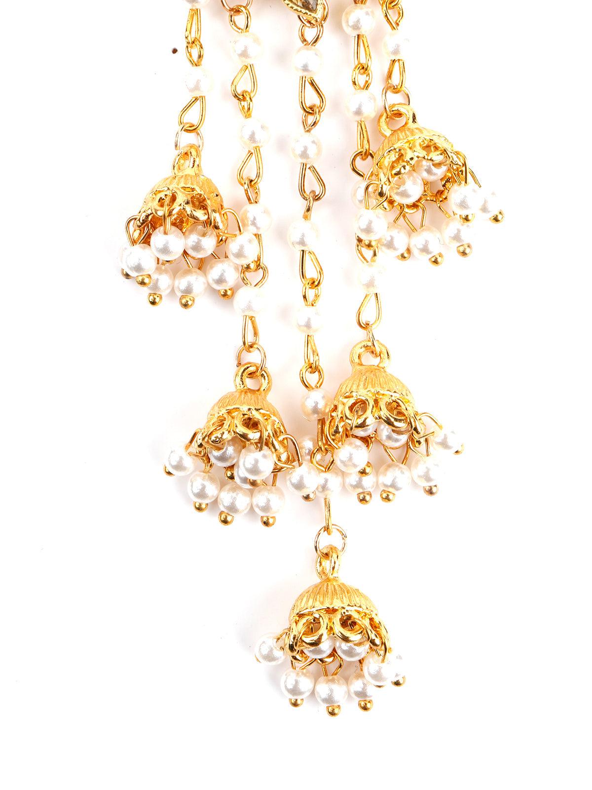 Women's Gold Tone Multistring Jhumki Dangle Earring