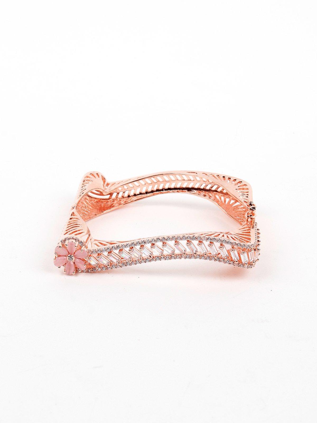 Women's Gold-Tone Pink Floral Bracele