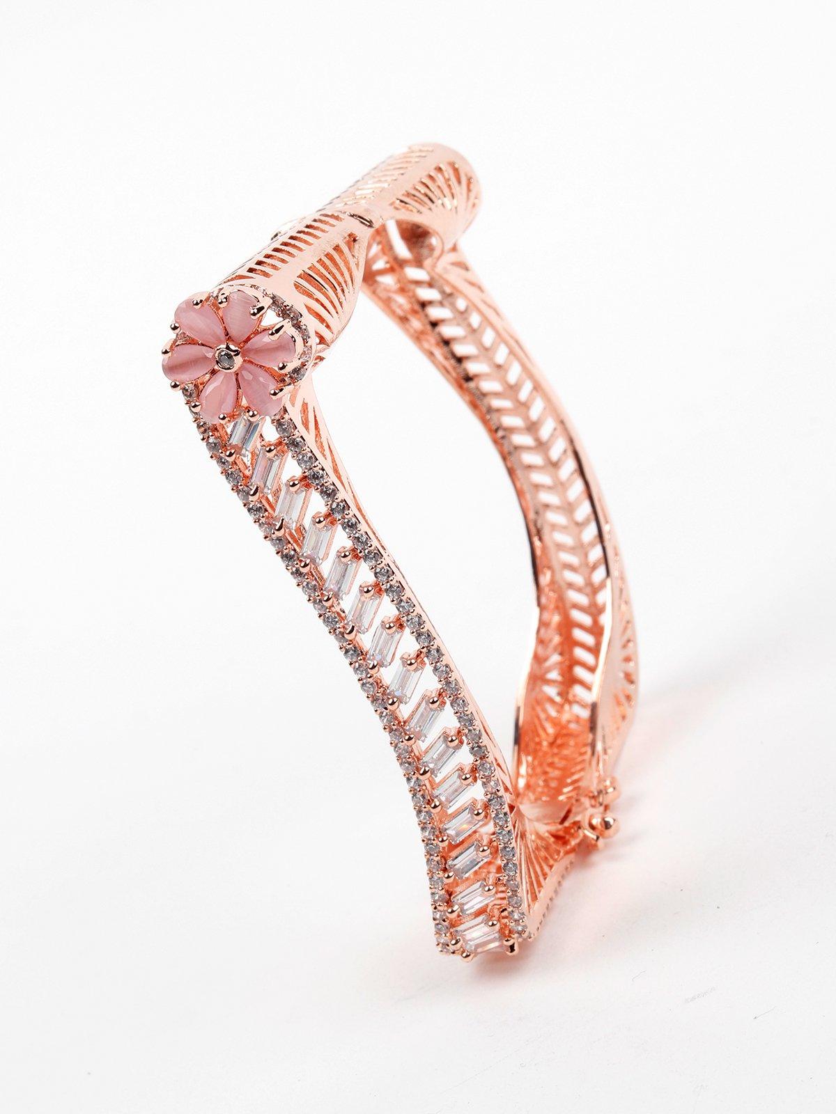 Women's Gold-Tone Pink Floral Bracele