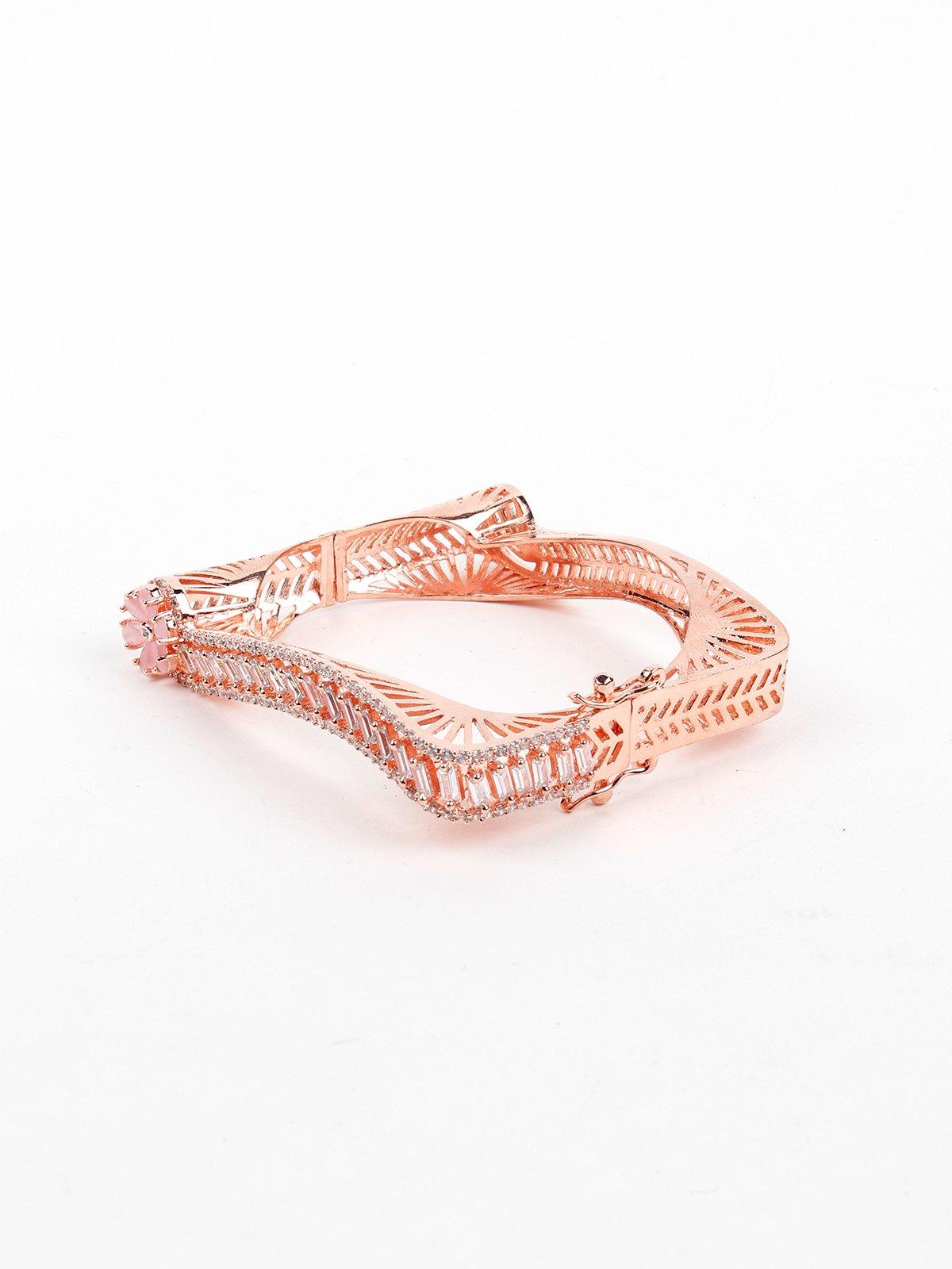 Women's Gold-Tone Pink Floral Bracele
