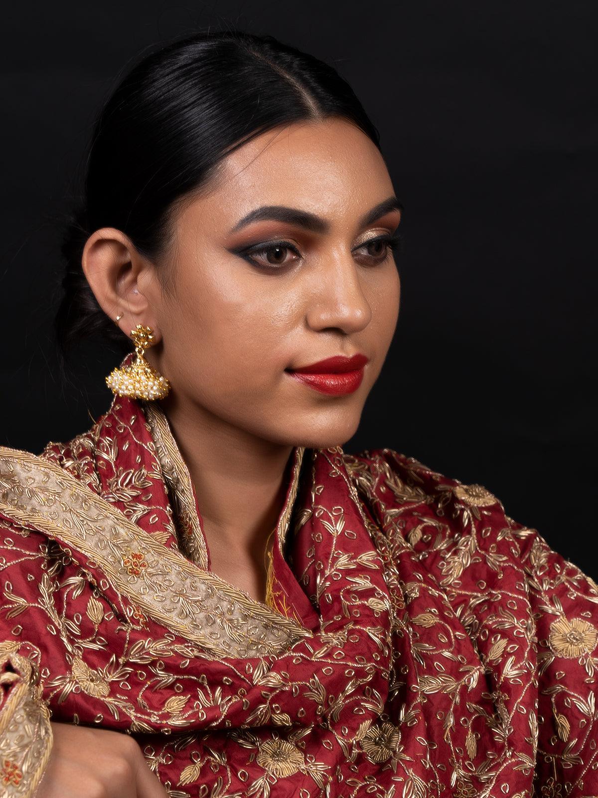 Women's Gold Tone Short Jhumki Earring