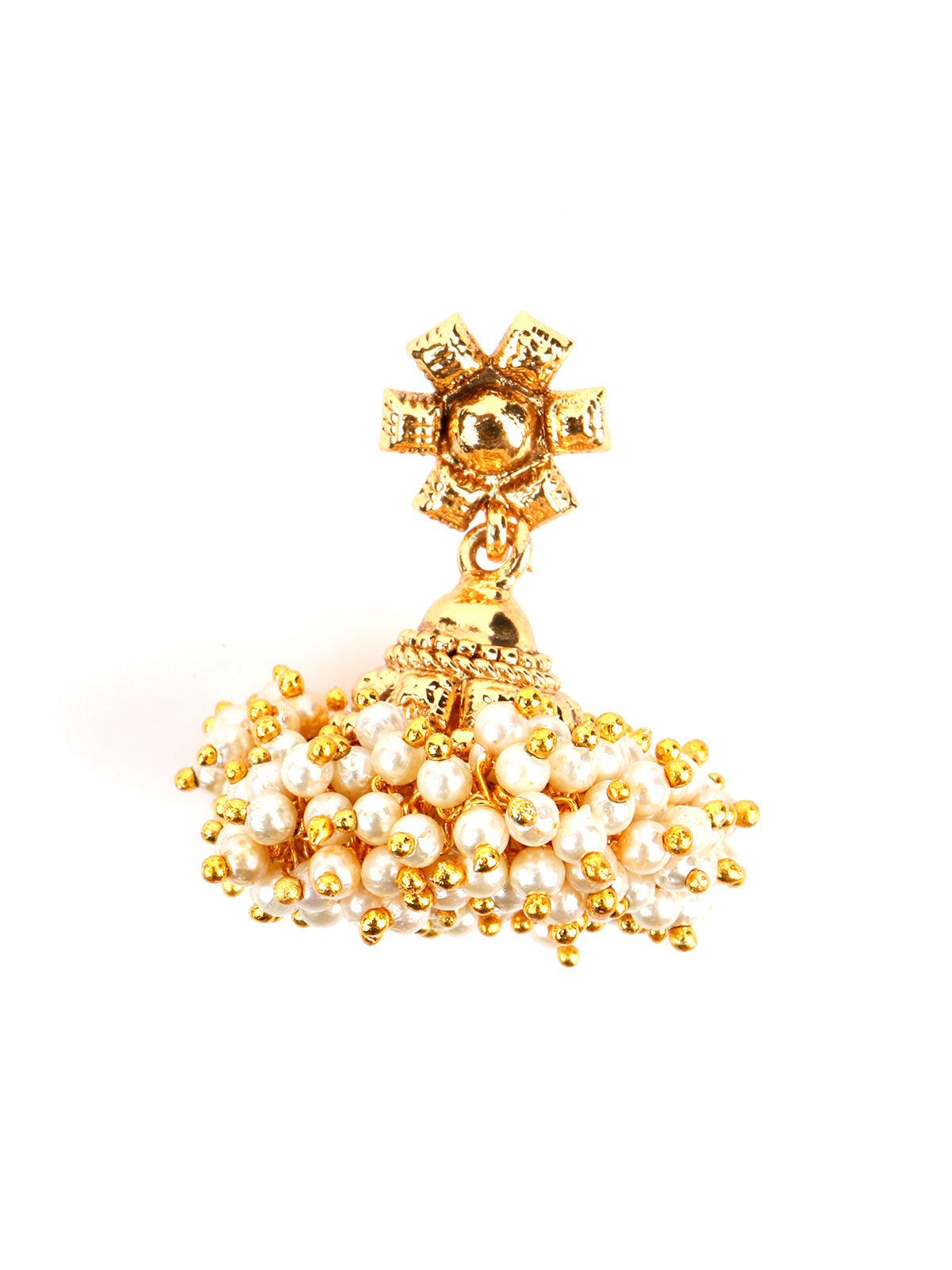 Women's Gold Tone Short Jhumki Earring